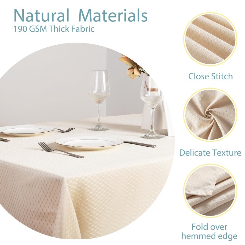 JUCFHY Jacquard Morrocan Rectangle Table Cloth Oil-Proof Spill-Proof and Water Resistance Tablecloth,Decorative Fabric Table Cover for Outdoor and Indoor Use,60 x 144 Inch,Cream - Image 3